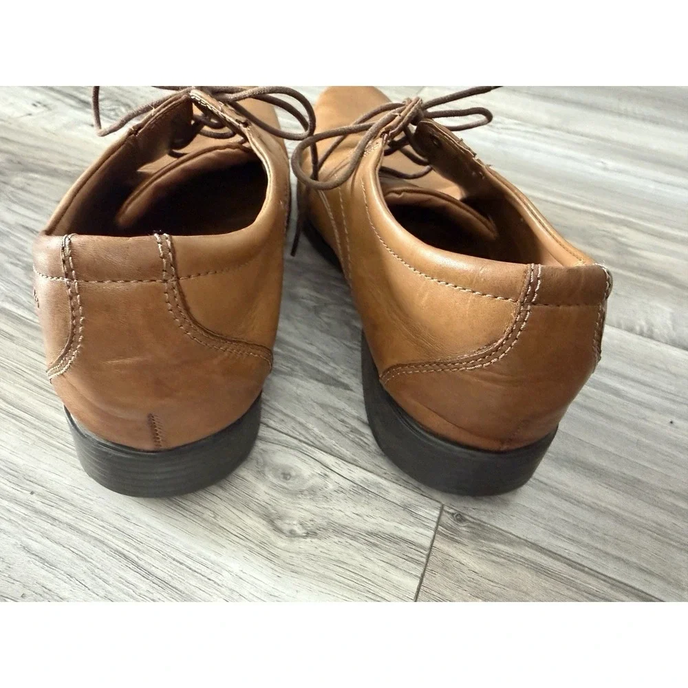 Clarks Men's Whiddon Plain‎ Oxford Shoes Dark Tan Leather Size 10M Dress Shoes